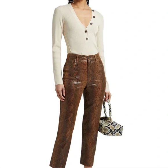 Frame Rib-Knit V-Neck Top-Vanilla-size L - Picture 8 of 8